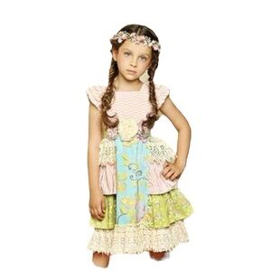MUSTARD PIE, GIRLS DELPHINE DRESS. FULL OF LACE & RUFFLES. SIZE 8
